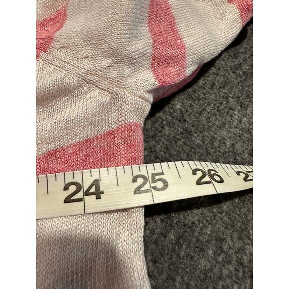 Tailor Vintage Size Large Pink Long Sleeve Striped 100% Linen Pullover Sweater - Picture 7 of 8